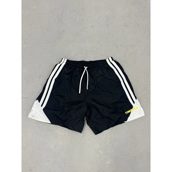 Vintage 90s Umbro Logo Soccer Shorts Size XL Black Made In USA Mesh - Picture 1 of 7